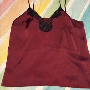 Express Burgundy Cami with Black Lace